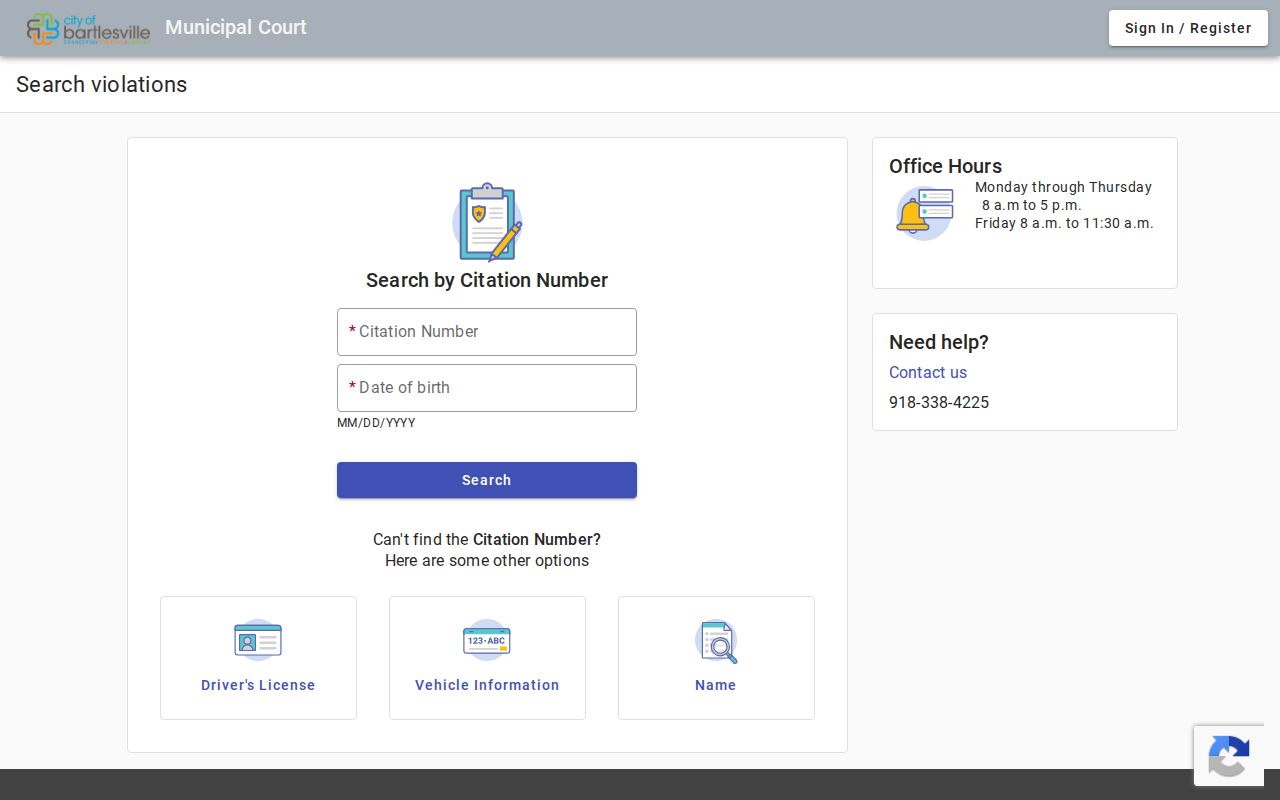 Bartlesville residents directory municipal court search portal